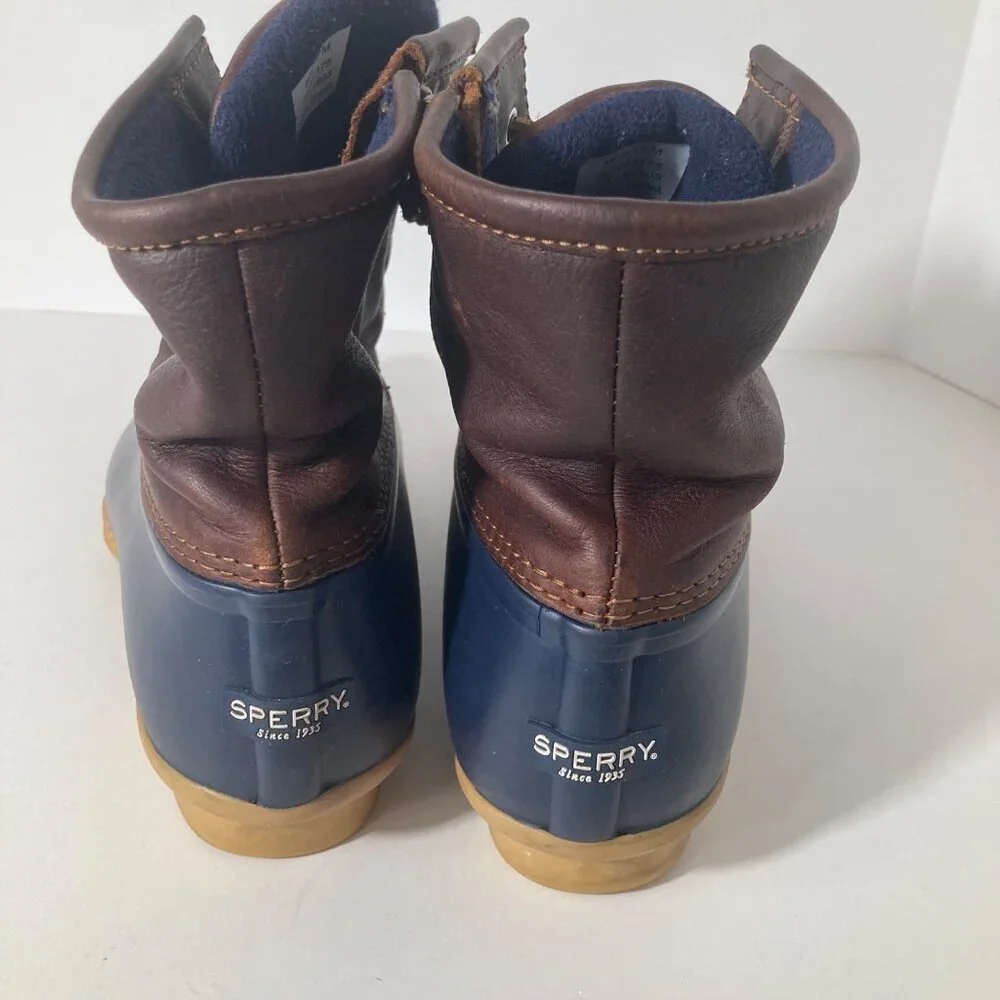 Womens Sperry Saltwater Brown & Blue Leather Top Duck Boot‎ 11